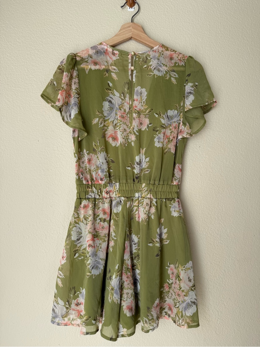 miami Olive Green Floral Wrap Mini Dress - Picture 10 of 10